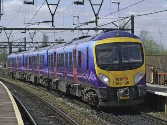 A train comes into the station at Elland