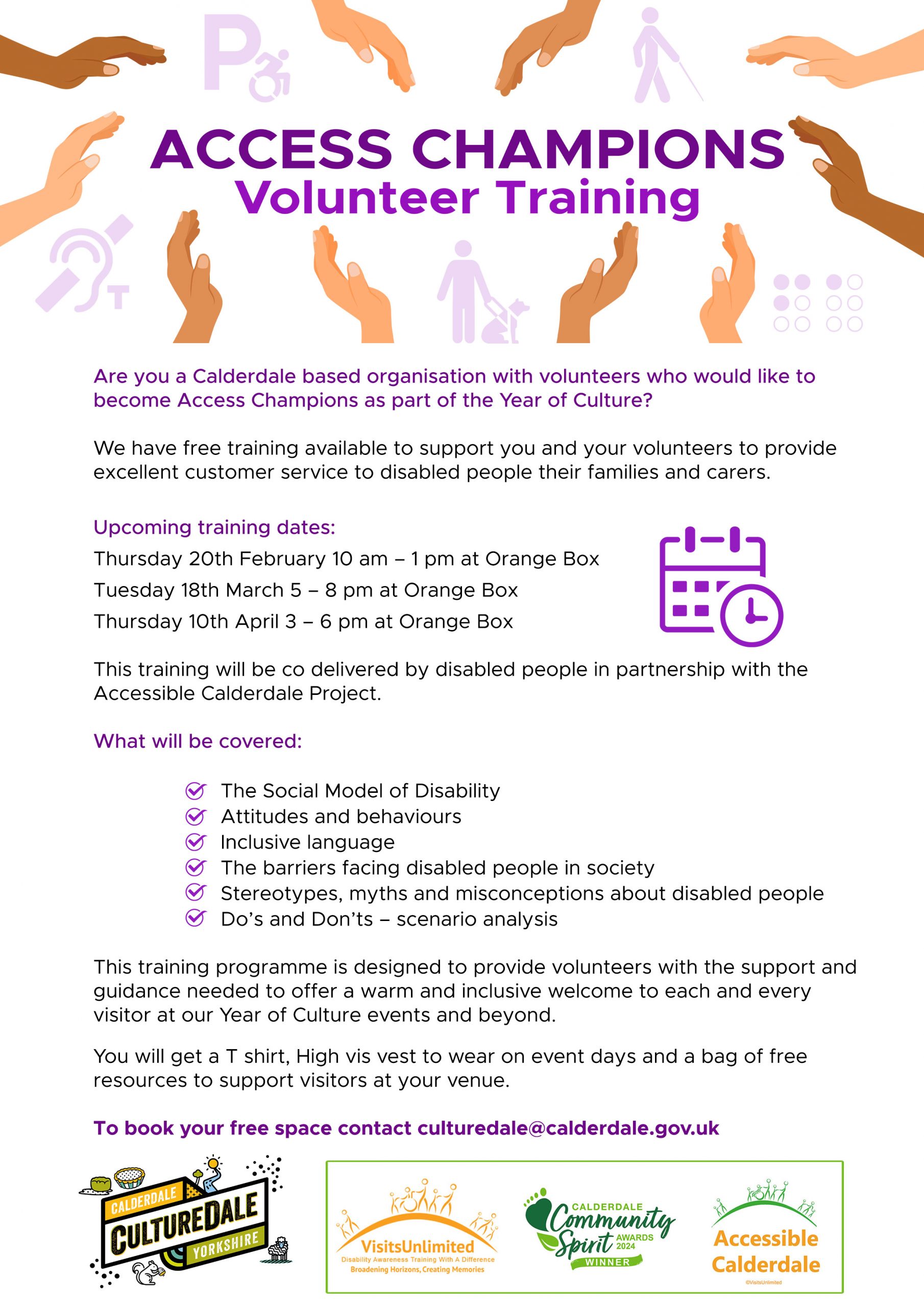  Access Champions Volunteer Training Poster for the event